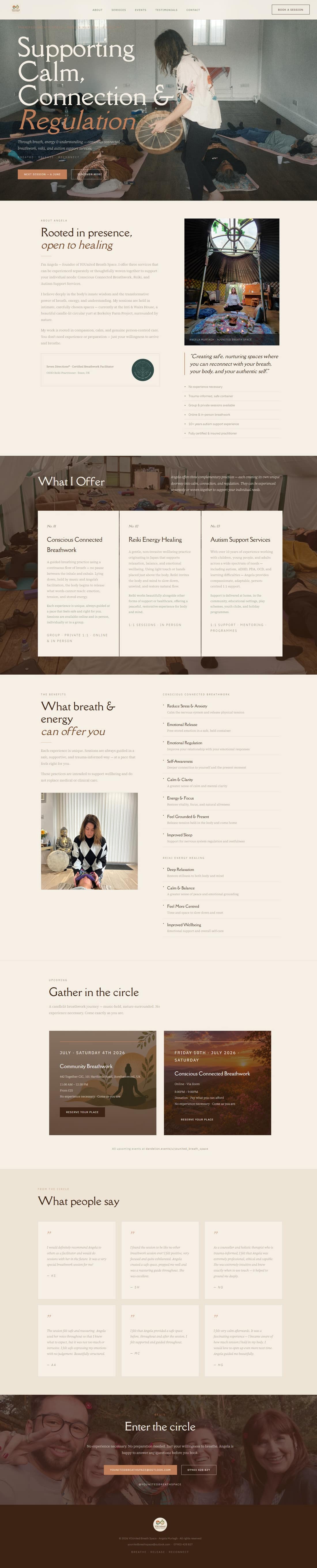 YOUnited Breath Space website — built by Wacamelo